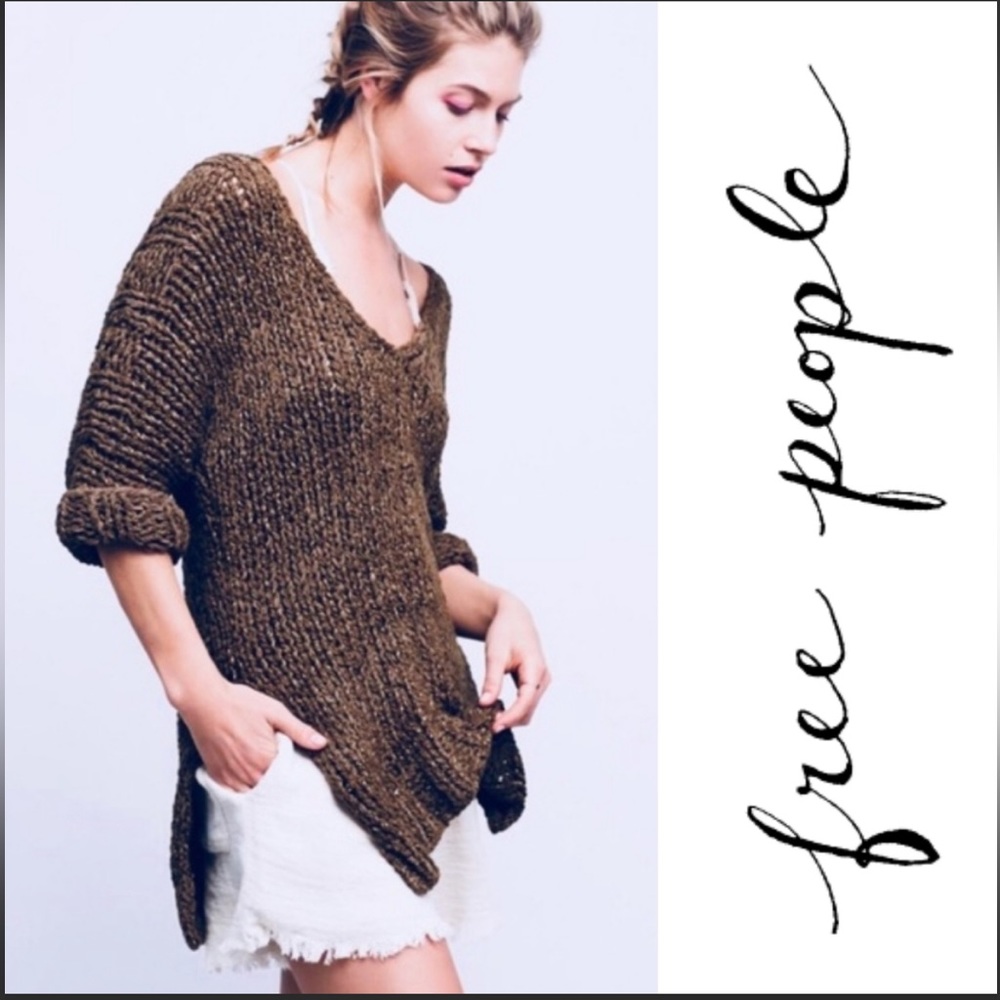 Free People Oversized boho chunky sweater